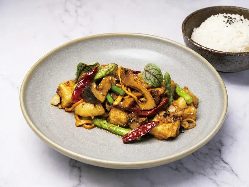 麻辣野菌豆腐炒时蔬